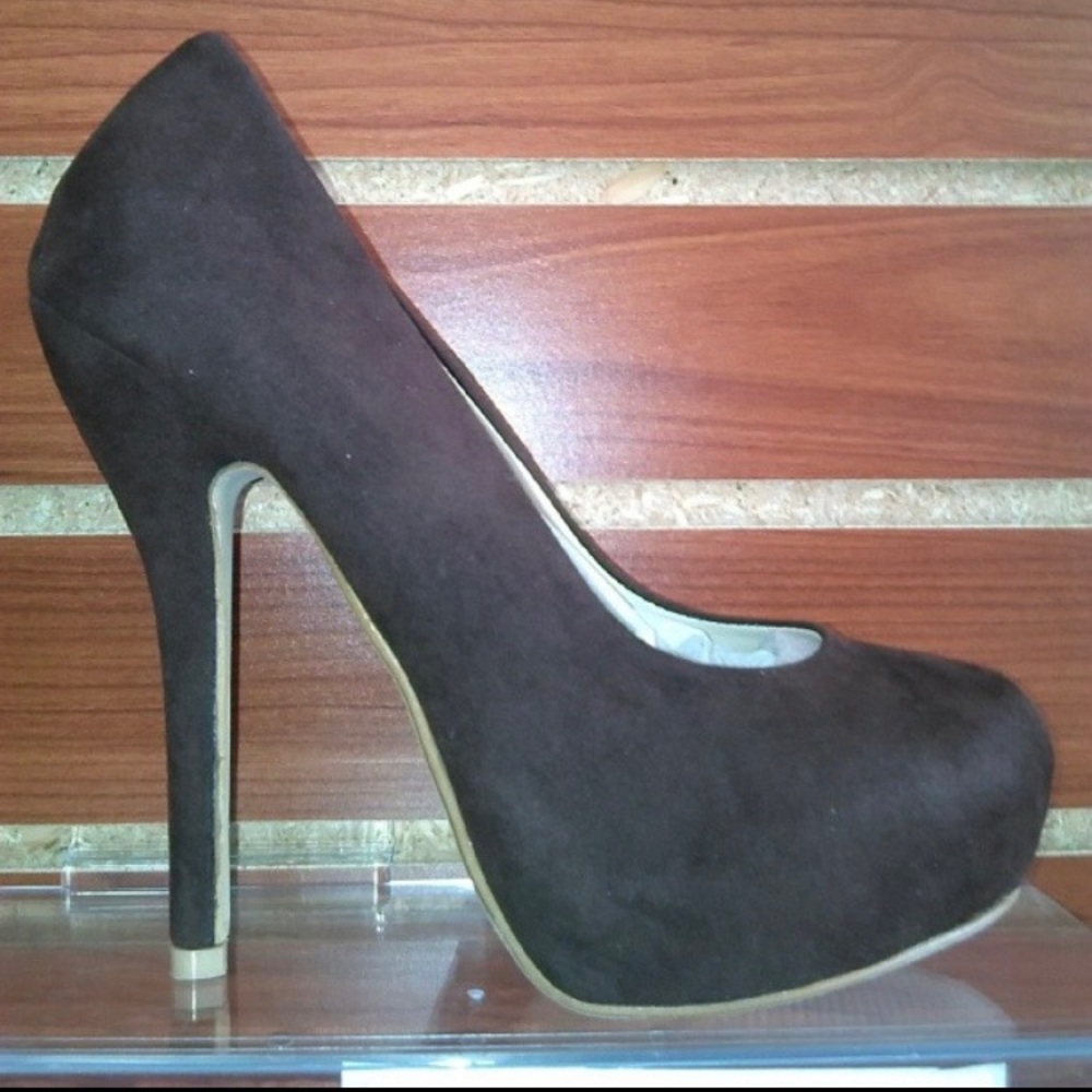 New Brown Faux Suede Heels